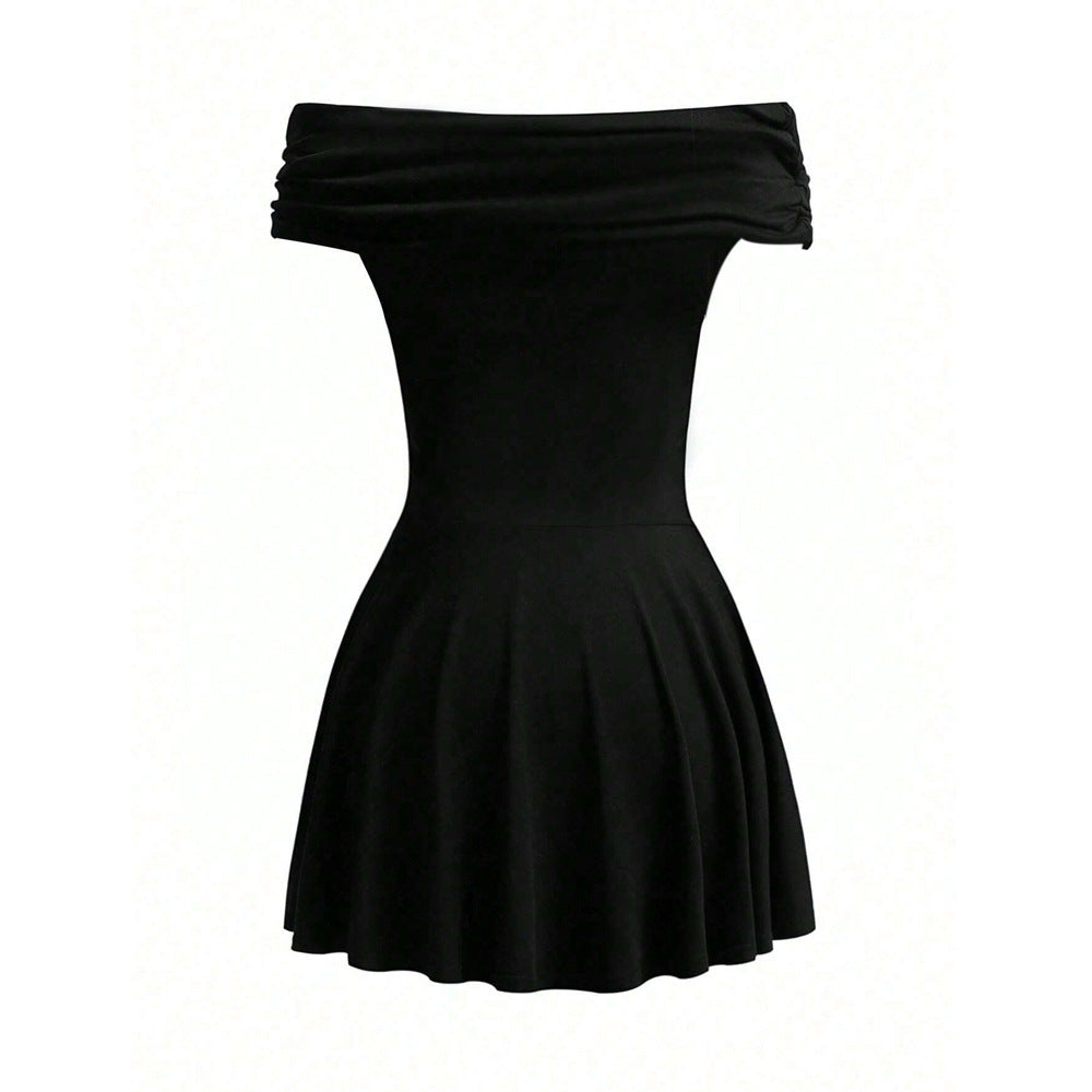 Robe Mini Femme Sans Épaules avec Détail Élégant en Enveloppement Levoire