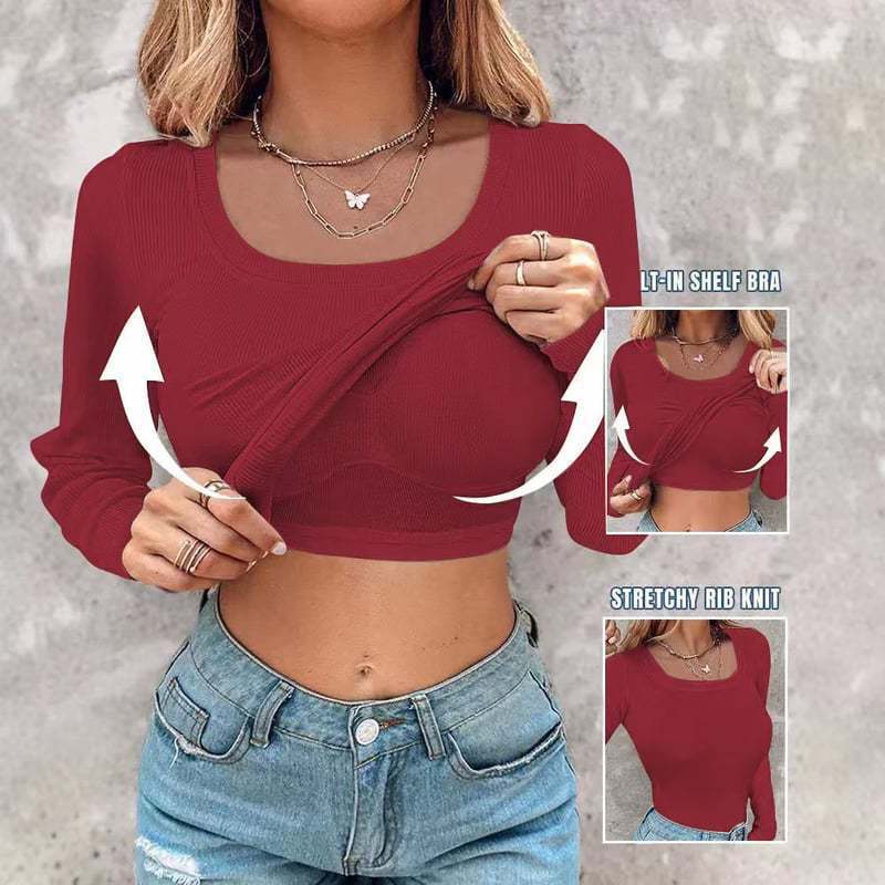 Chemise à manches longues cropped pour femmes avec débardeur intégré Levoire