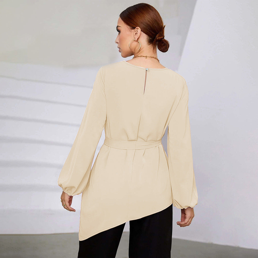 Blouse asymétrique pour femmes avec ceinture à la taille Levoire