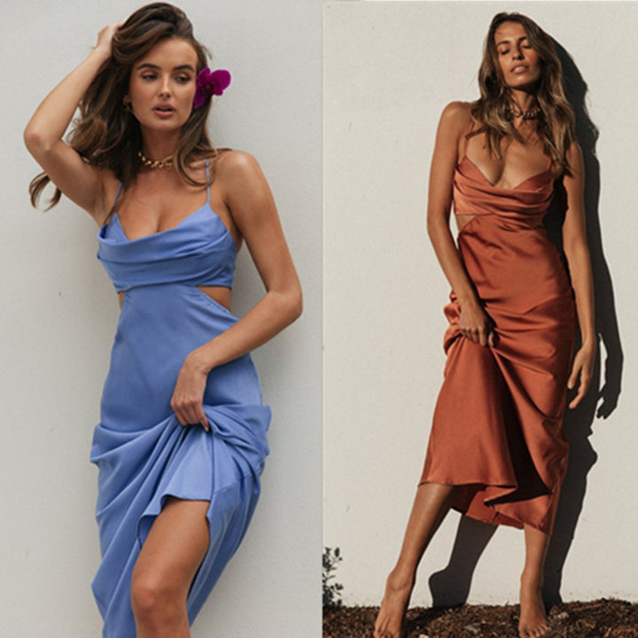 Robe enveloppante élégante pour femmes avec décolleté en V profond et drapé soyeux Levoire