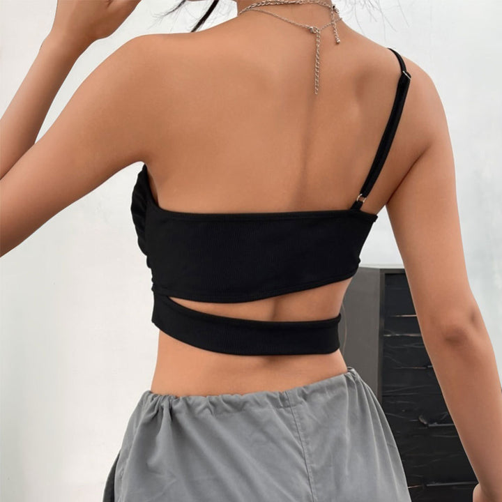 Top court asymétrique pour femmes avec taille étroite et design sans bretelles Levoire