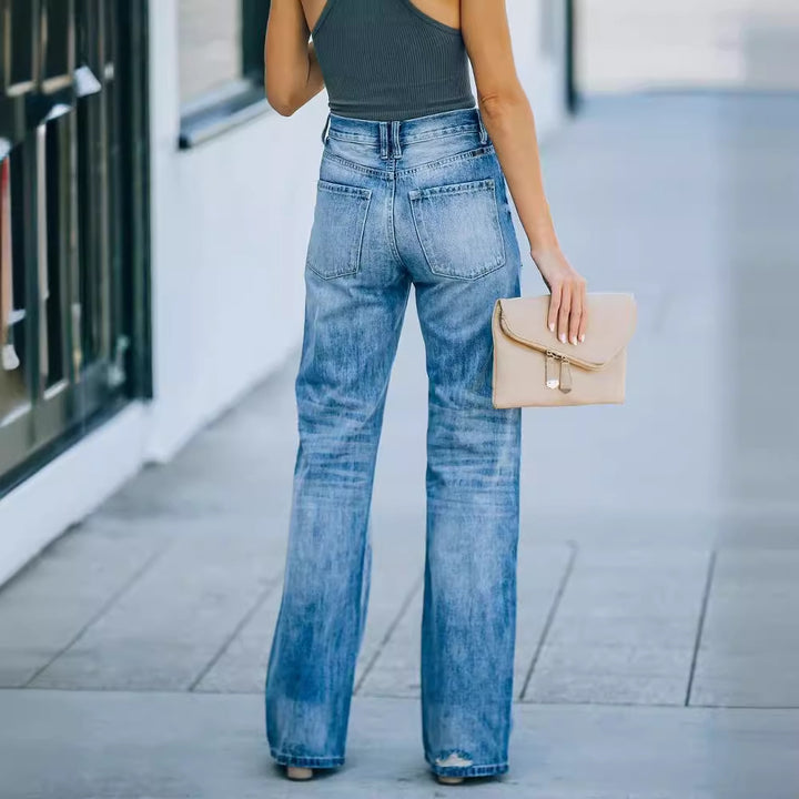 Jeans femmes à coupe large avec détails déchirés Levoire