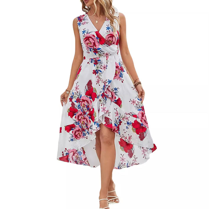 Robe Maxi Femme avec Accents Floraux et Ourlet Tourbillonnant Levoire