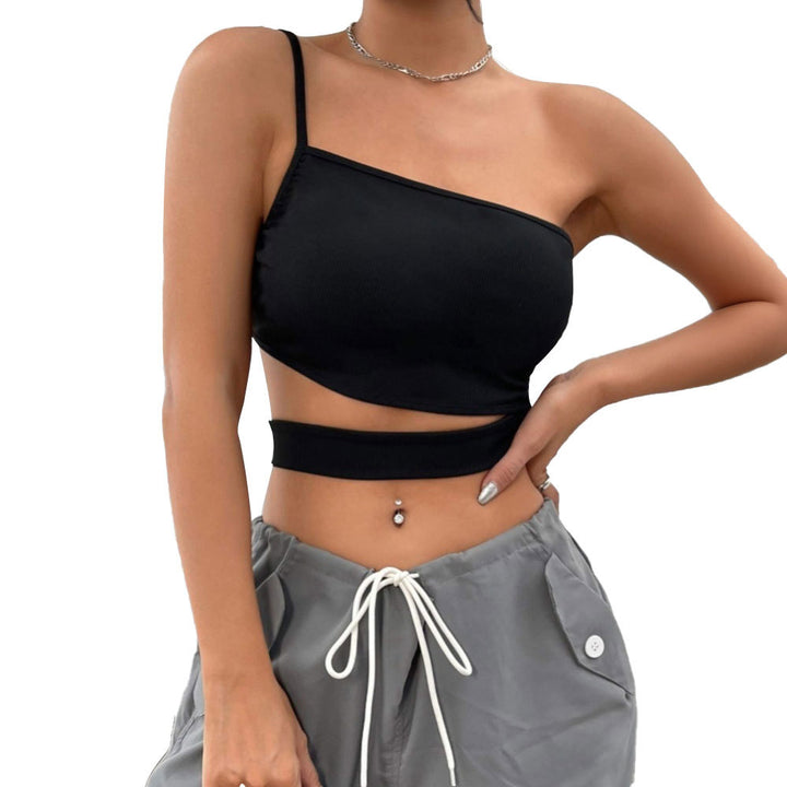 Top court asymétrique pour femmes avec taille étroite et design sans bretelles Levoire