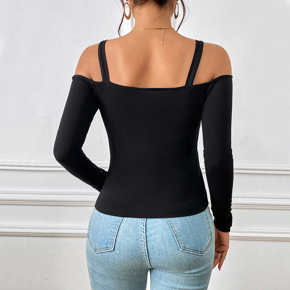 Body pour femmes avec design à épaules dénudées et fermoirs décoratifs Levoire