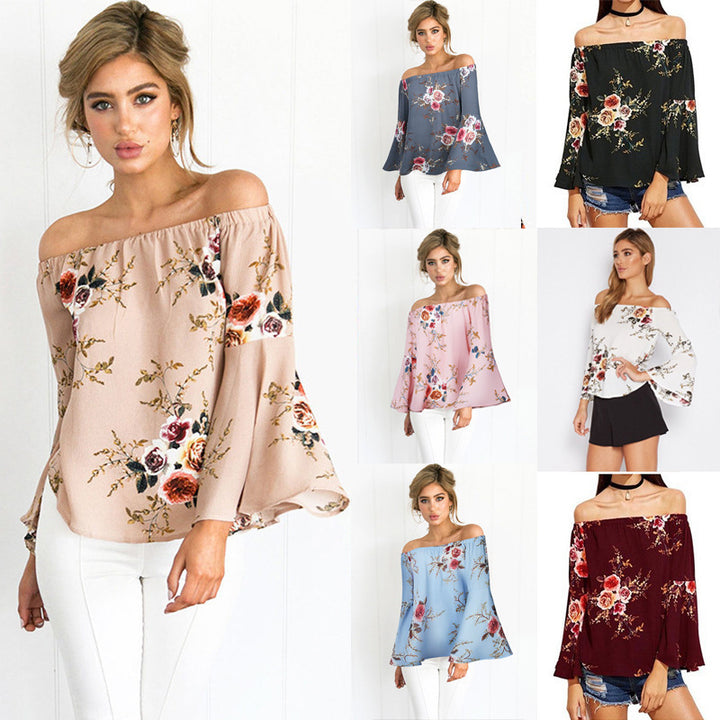Blouse Femme D'épaules Dégagées Avec Manches Volumineuses Et Motif Floral Levoire