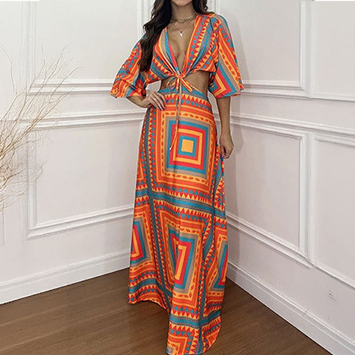 Robe maxi pour femmes avec des motifs élégants en vagues Levoire