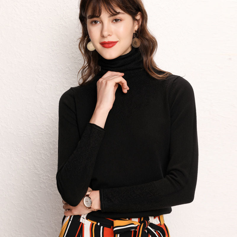 Pull pour femmes à col montant avec un motif texturé fin Levoire