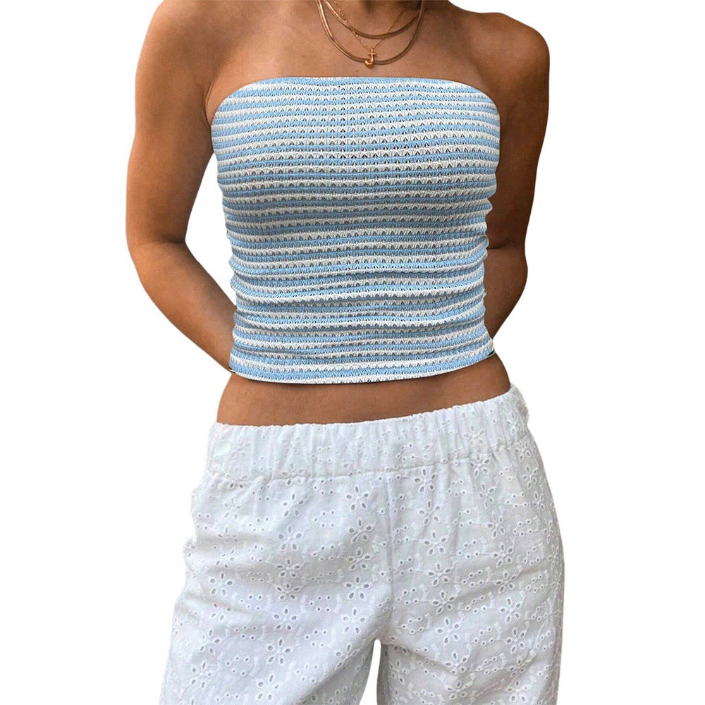 Top bandeau féminin avec motif en tricot côtelé tendance Levoire