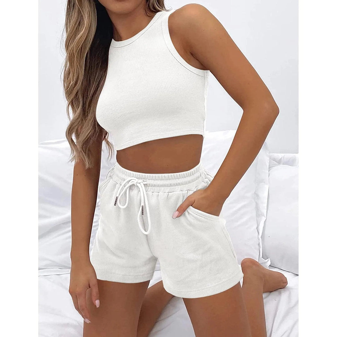 Levoire | Shorts de loisirs tendance unis avec un gilet Blanc