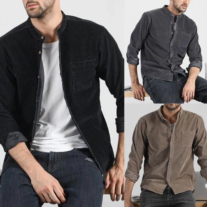 Veste chemise en corduroy pour femmes avec col montant moderne et poche poitrine pratique Levoire