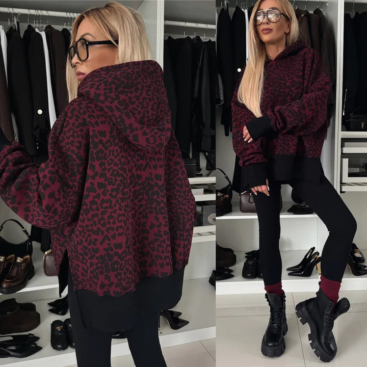 Levoire | Trendikampi uni couleur imprimé hoodie ensemble