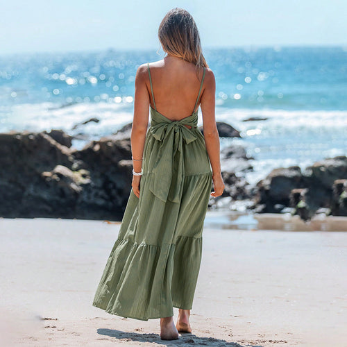 Robe maxi femme avec des accents taille haute et des volants aérés Levoire