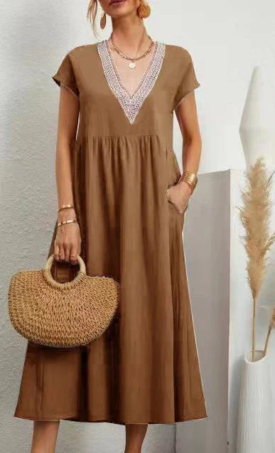 Levoire | Robe à manches courtes avec décolleté en V Braun