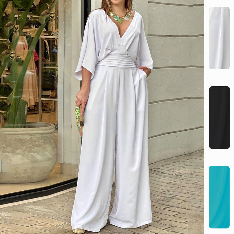 Combinaison élégante pour femmes taille haute avec jambes larges et manches kimono Levoire