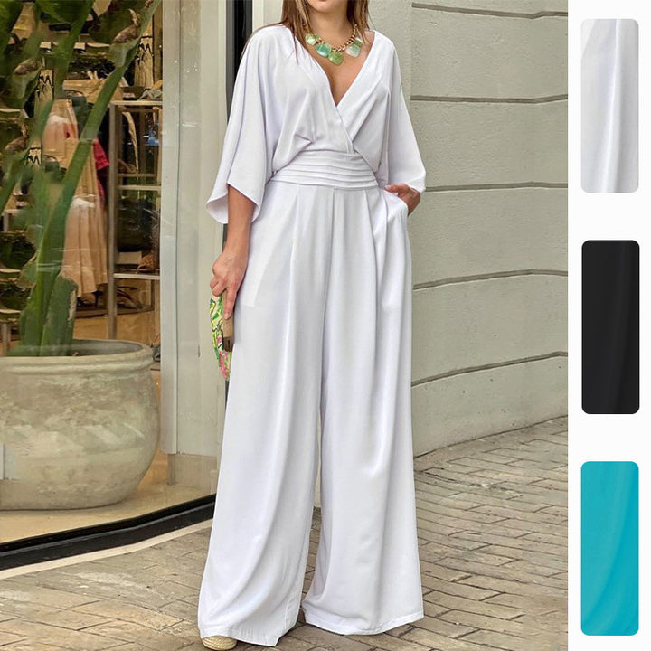 Combinaison élégante pour femmes taille haute avec jambes larges et manches kimono Levoire