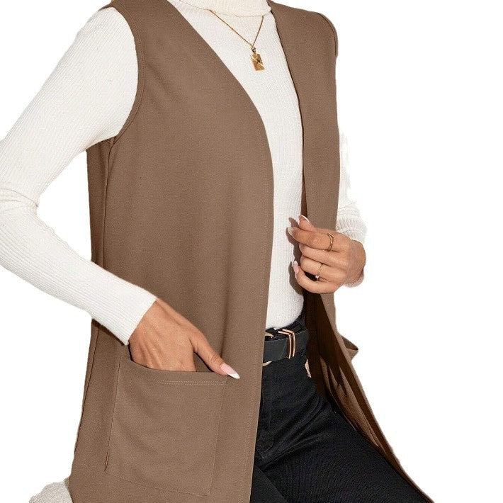 Gilet long réversible pour femmes avec poches Levoire