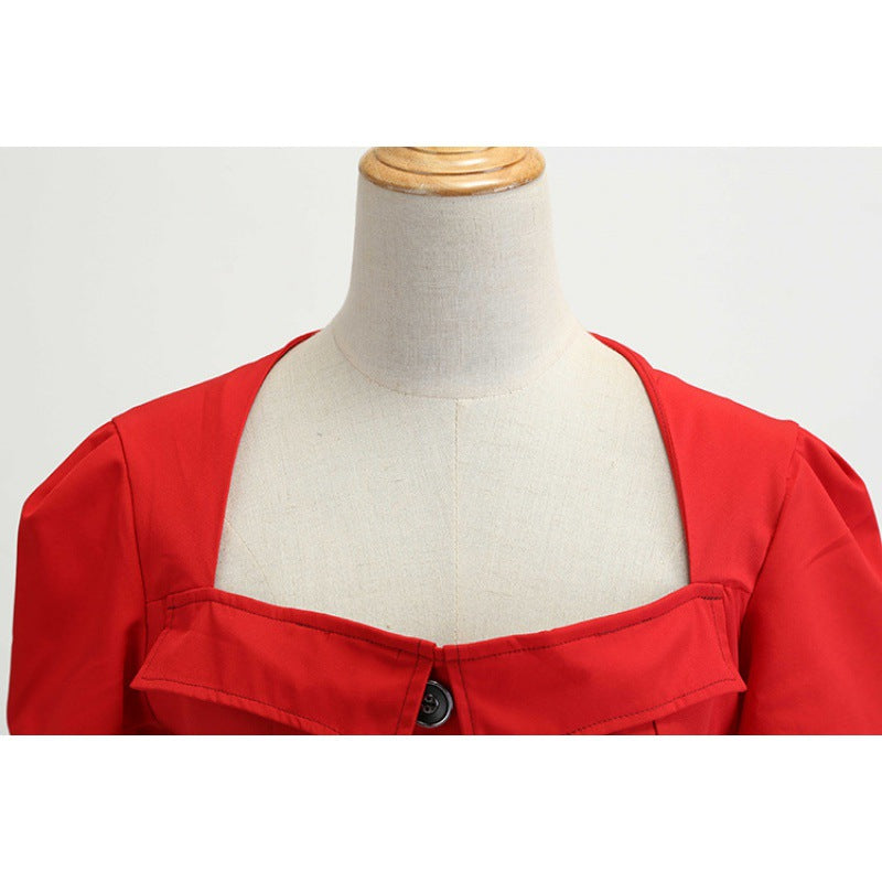 Robe évasée pour femmes avec patte de boutonnage élégante et ceinture ajustée Levoire