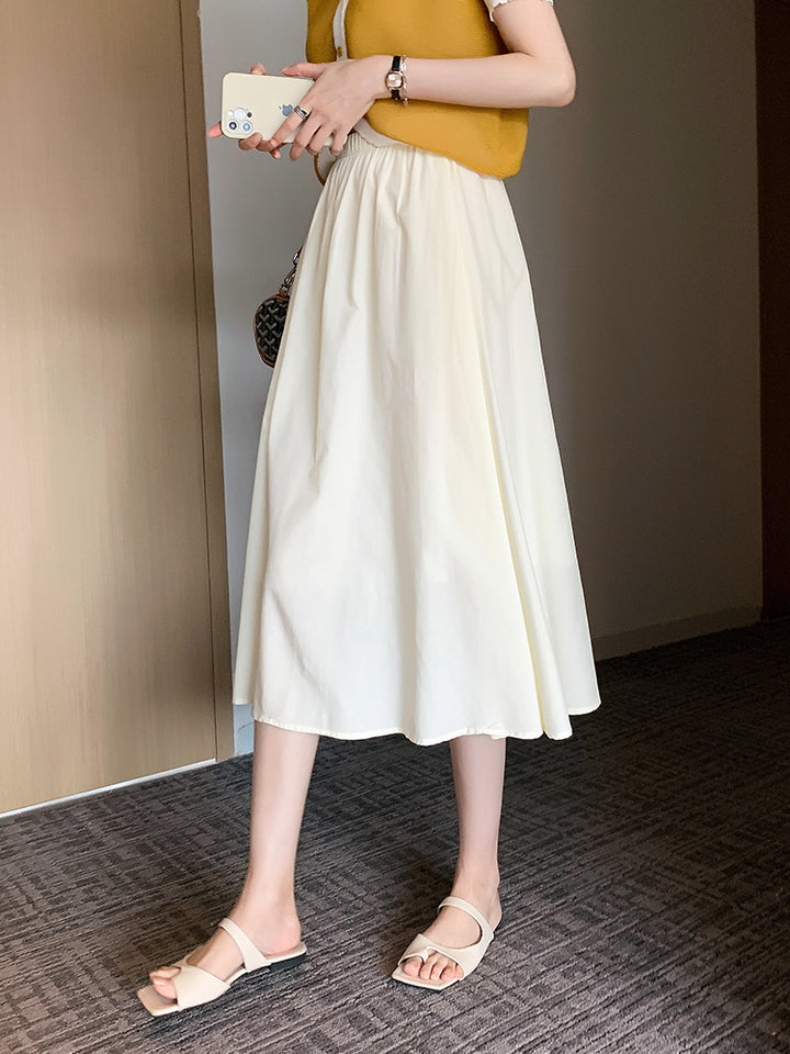 Jupe midi pour femmes avec taille élastique et ourlet évasé Levoire
