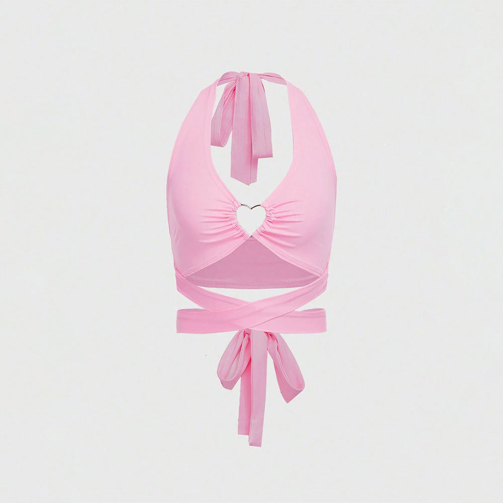 Haut de maillot de bain pour femme avec décolleté en forme de cœur et liens réglables Levoire