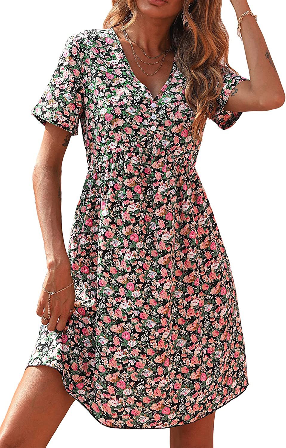 Robe shift femme avec découpe florale et décolleté en V Levoire