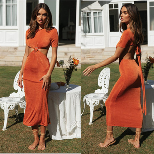 Robe maxi à découpes pour femmes avec détail de bague stylé et coupe élégante Levoire