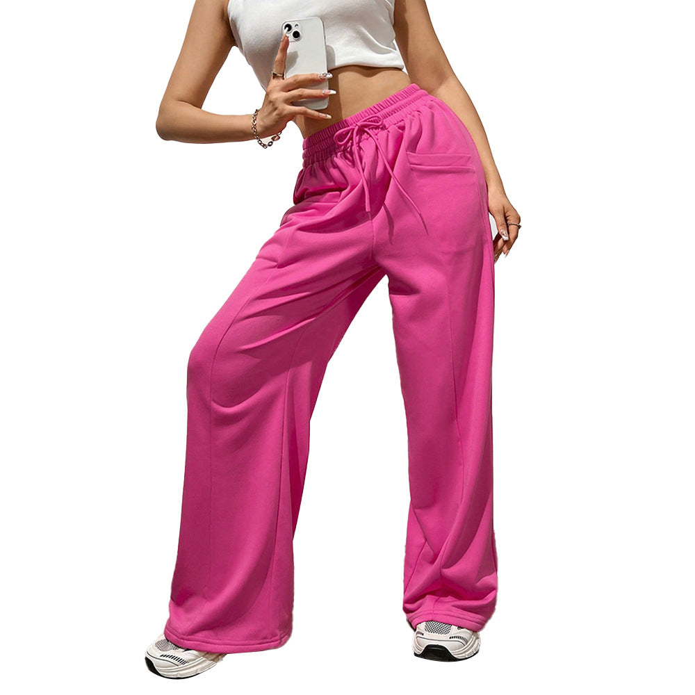 Pantalons de sport pour femmes à coupe décontractée avec taille élastique et poches latérales confortables Levoire