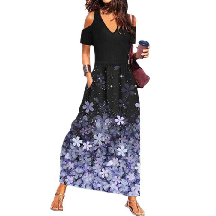 Levoire | Chic Floral Print V-Haul Off-Shoulder Robe