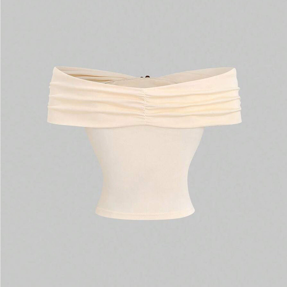 Top Femme Hors Épaule avec Effet Drapé Double et Fermeture Élégante Levoire