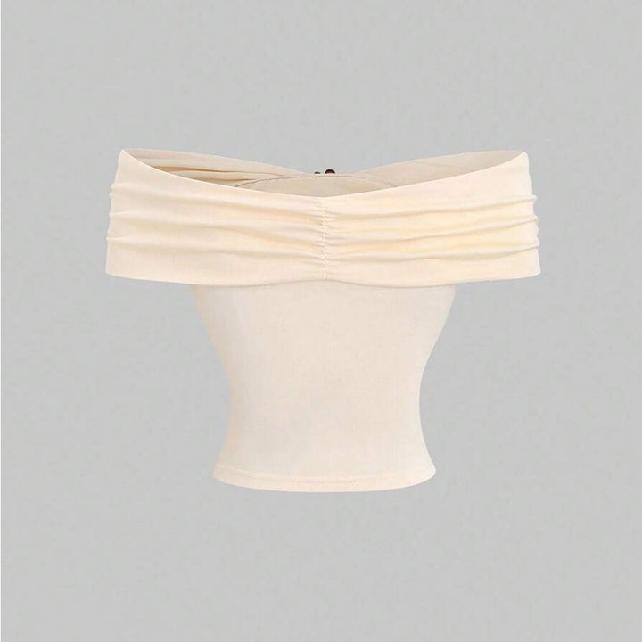 Top Femme Hors Épaule avec Effet Drapé Double et Fermeture Élégante Levoire