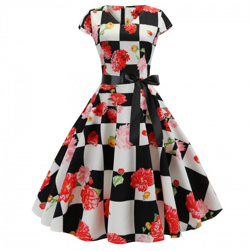 Robe swing femme avec motif floral et ceinture de taille élégante Levoire