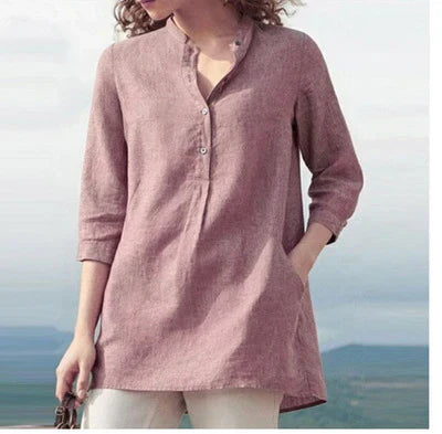 Levoire | Blouse En Lin Avec Décolleté En V Rosa