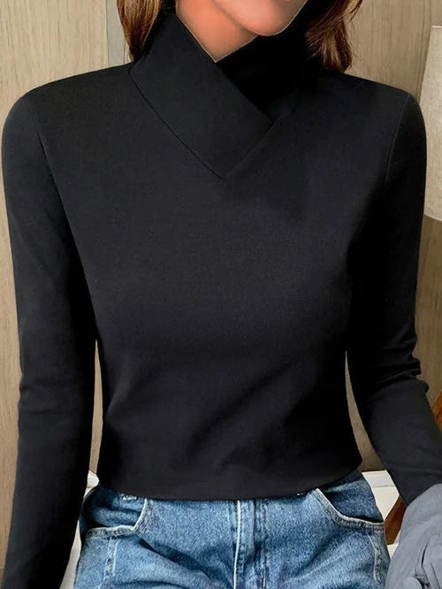 Levoire | Élégant Pull À Col Roulé Avec Col Haut Noir