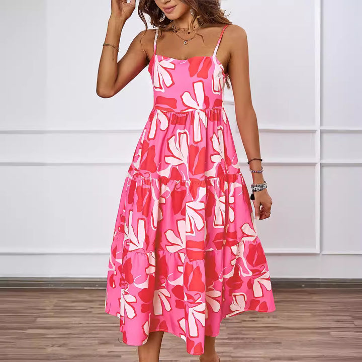 Robe midi pour femme avec des motifs floraux et une jupe volumineuse Levoire