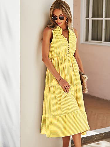 Robe midi femme avec motif rayé et patte de boutonnage Levoire