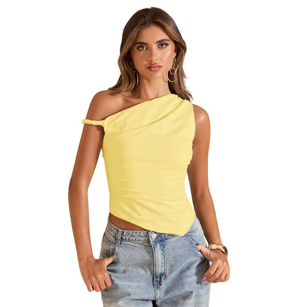 Haut asymétrique pour femmes avec un design drapé tendance Levoire