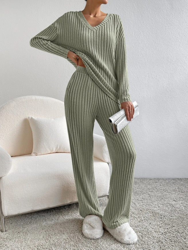 Levoire | Ensemble De Détente En Tricot Côtelé Vert