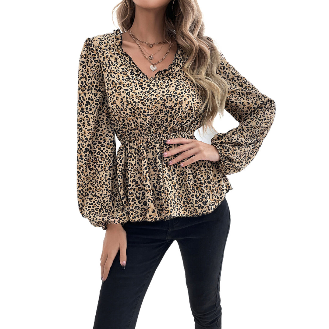 Blouse décontractée pour femmes avec imprimé animal et manches volumineuses Levoire