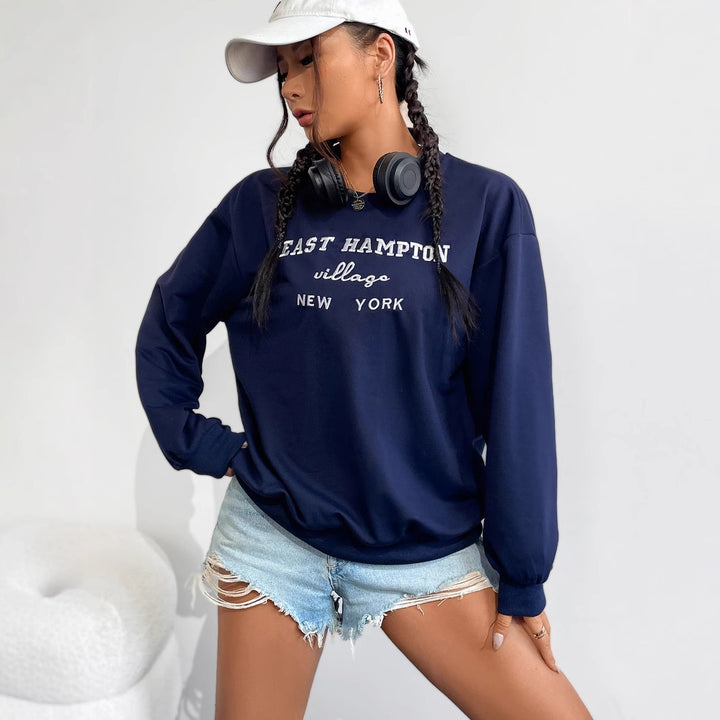 Pull décontracté pour femmes avec lettrage créatif et coupe confortable Levoire