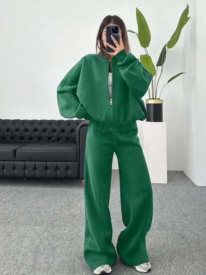 Levoire | Trendik Street Style Veste Pantalon Long Set Vert