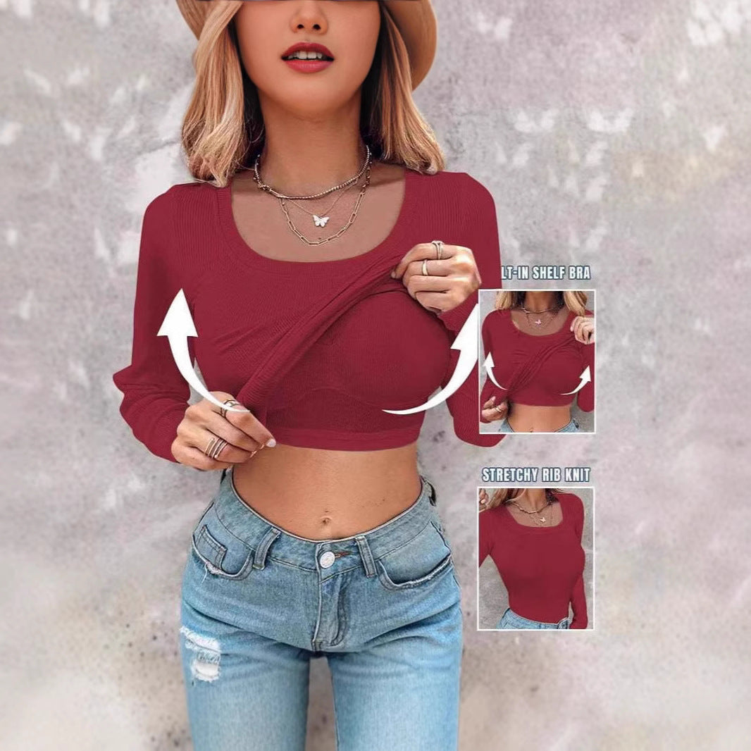 Chemise à manches longues cropped pour femmes avec débardeur intégré Levoire