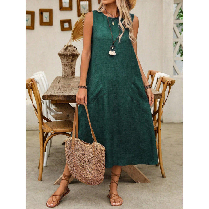 Levoire | Robe unie à col rond sans manches Vert