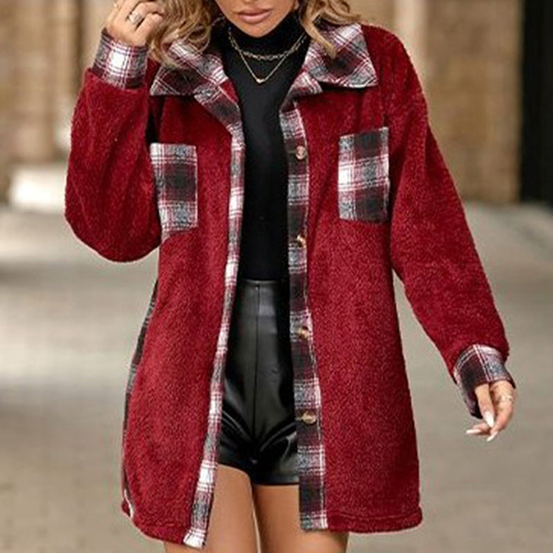 Levoire | Plus Chaud À Carreaux En Peluche Jupe/Veste Rouge vin