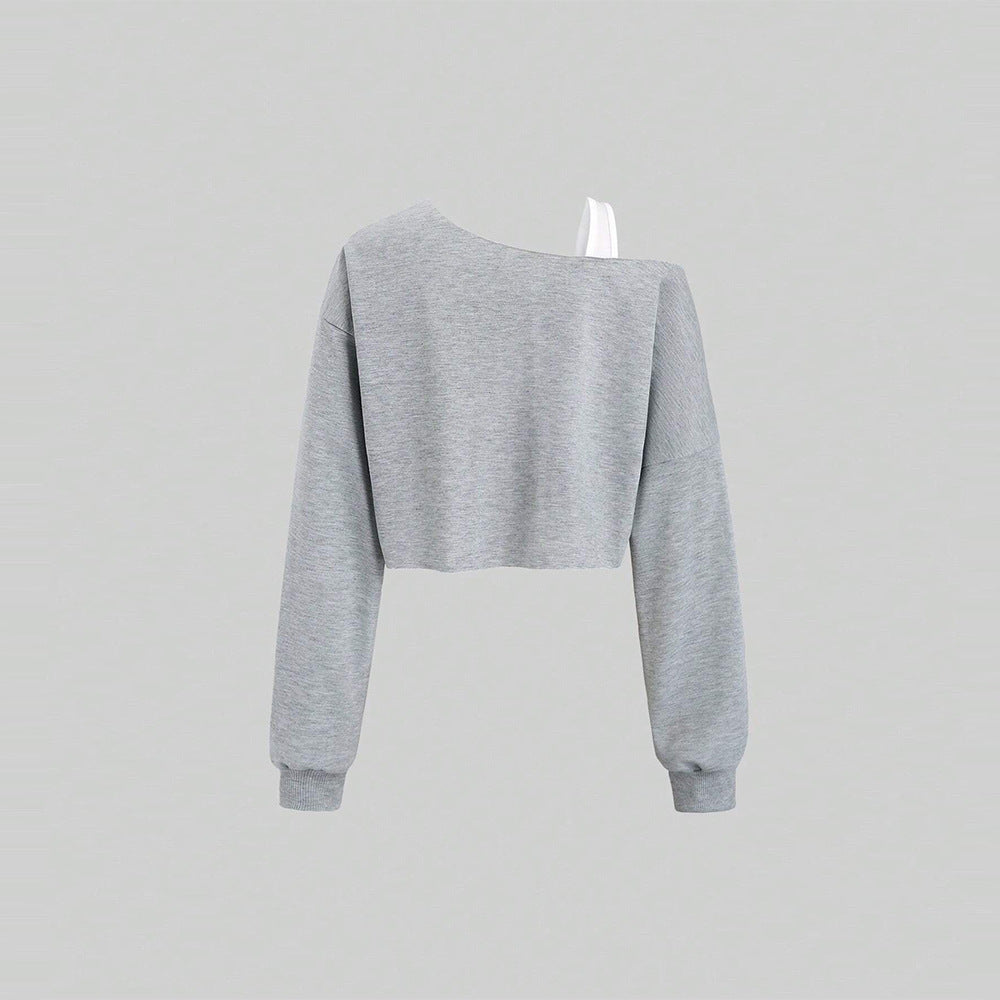 Sweatshirt court pour femme avec design asymétrique et manches volumineuses Levoire