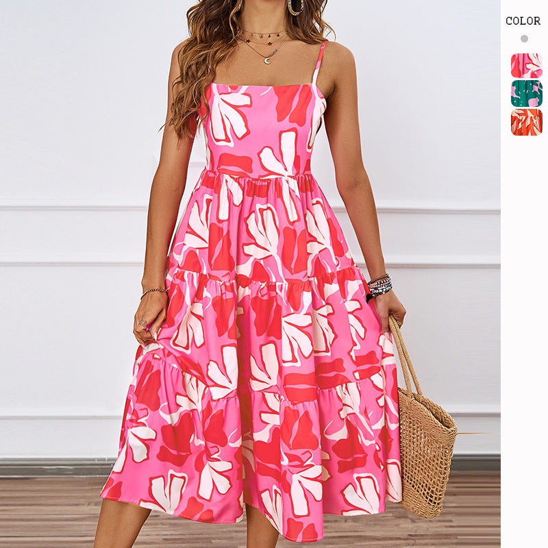 Robe midi pour femme avec des motifs floraux et une jupe volumineuse Levoire