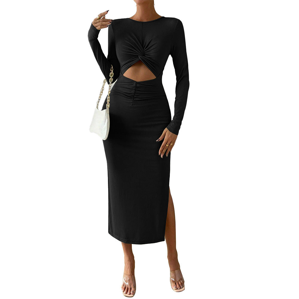 Robe midi pour femme avec des détails de volants complexes et des découpes sexy Levoire