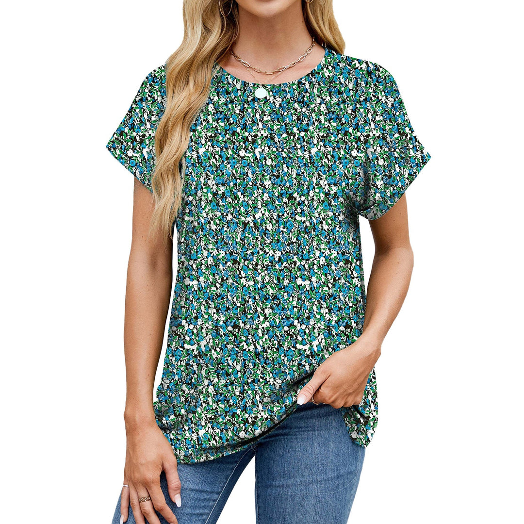 Levoire | Rento Col Rond Détachable T-Shirt à Manches Courtes Fleur verte