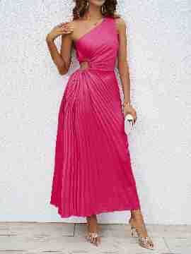Robe maxi plissée pour femme avec bretelle asymétrique et coupe élégante Levoire