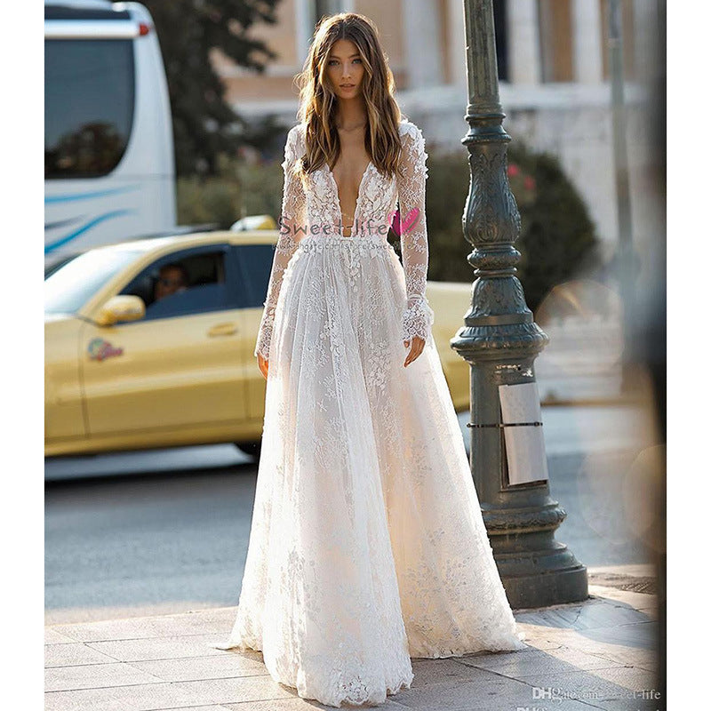 Levoire | Robe de vacances à manches longues décontractée Blanc