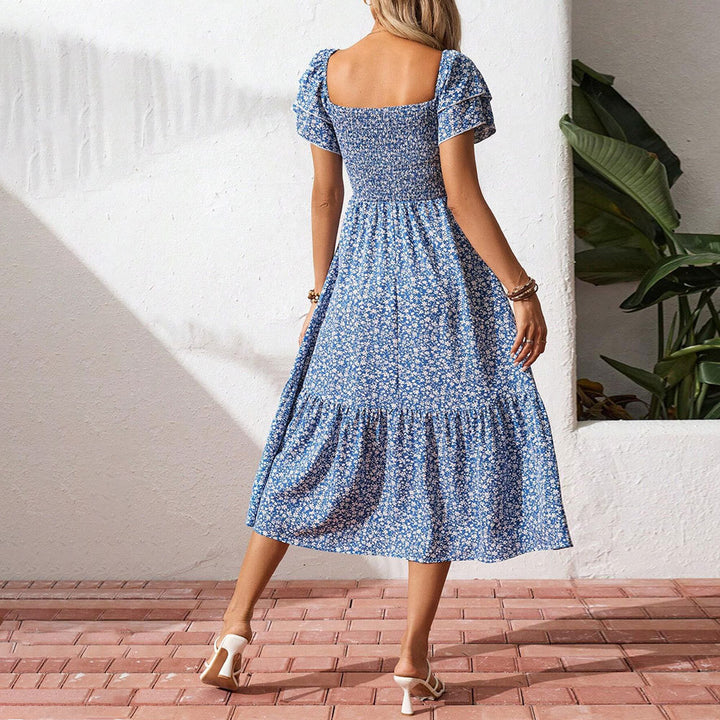 Robe midi femme avec imprimé floral et manches bouffantes aériennes Levoire